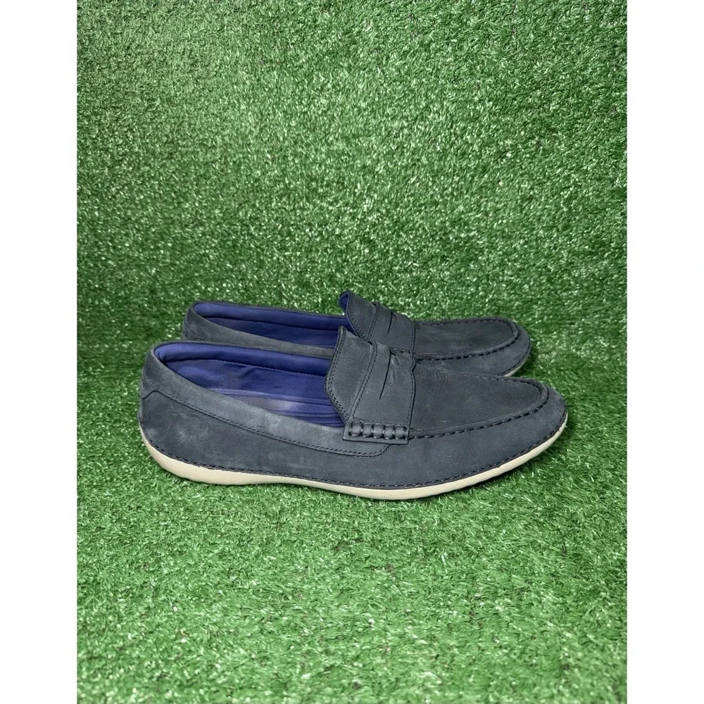 COLE HAAN Motogrand Penny Loafer Mens Size 10.5 Navy Nubuck Slip On Shoes C24717